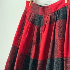 Vintage 80s - 90s wool plaid a-line skirt